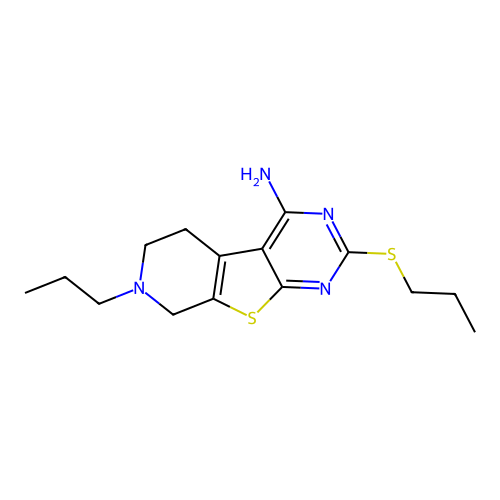 7-propyl-2-(propylsulfanyl)-5,6,7,8-tetrahydropyrido[4',3':4,5]thieno[2,3-d]pyrimidin-4-amine structure
