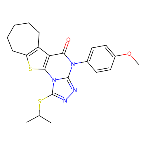 1-(isopropylthio)-4-(4-methoxyphenyl)-7,8,9,10-tetrahydro-4H-cyclohepta[4,5]thieno[3,2-e][1,2,4]triazolo[4,3-a]pyrimidin-5(6H)-one structure