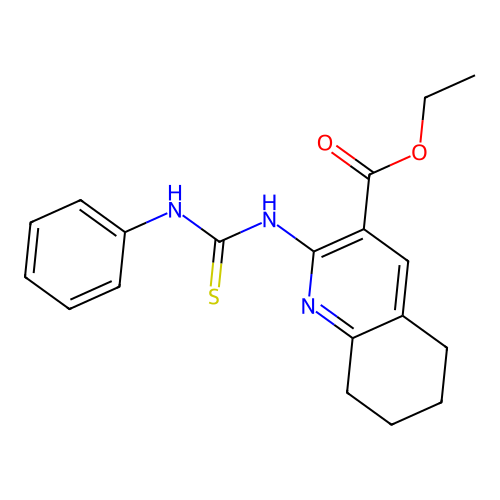 Ethyl 2-[(phenylcarbamothioyl)amino]-5,6,7,8-tetrahydroquinoline-3-carboxylate structure