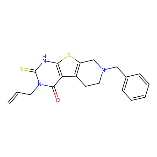 7-benzyl-3-(prop-2-en-1-yl)-2-sulfanyl-5,6,7,8-tetrahydropyrido[4',3':4,5]thieno[2,3-d]pyrimidin-4(3H)-one structure