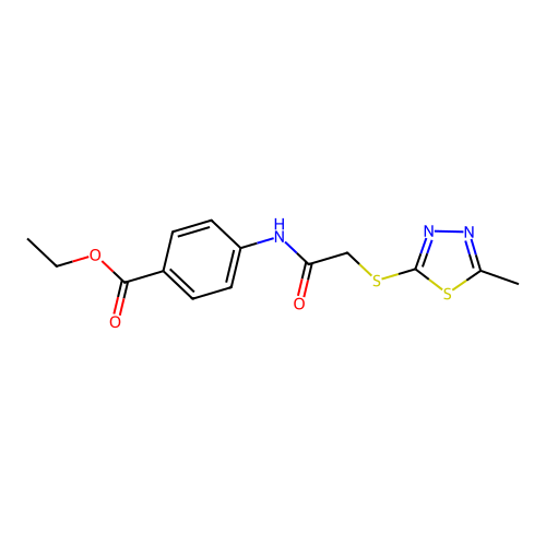 Ethyl 4-({[(5-methyl-1,3,4-thiadiazol-2-yl)sulfanyl]acetyl}amino)benzoate structure