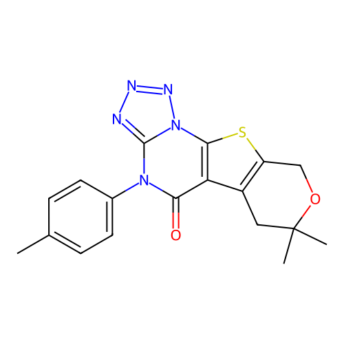 7,7-DIMETHYL-4-(4-METHYLPHENYL)-6,9-DIHYDRO-7H-PYRANO[4',3':4,5]THIENO[3,2-E][1,2,3,4]TETRAAZOLO[1,5-A]PYRIMIDIN-5(4H)-ONE structure