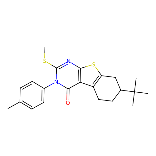7-(tert-butyl)-2-(methylthio)-3-(p-tolyl)-5,6,7,8-tetrahydrobenzo[4,5]thieno[2,3-d]pyrimidin-4(3H)-one structure