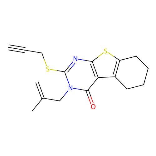 3-(2-methylallyl)-2-(prop-2-yn-1-ylthio)-5,6,7,8-tetrahydrobenzo[4,5]thieno[2,3-d]pyrimidin-4(3H)-one structure