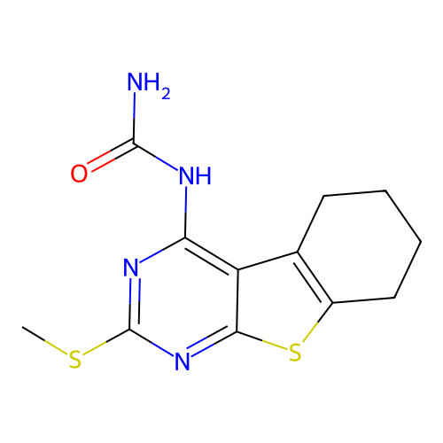 1-[2-(Methylsulfanyl)-5,6,7,8-tetrahydro[1]benzothieno[2,3-d]pyrimidin-4-yl]urea structure