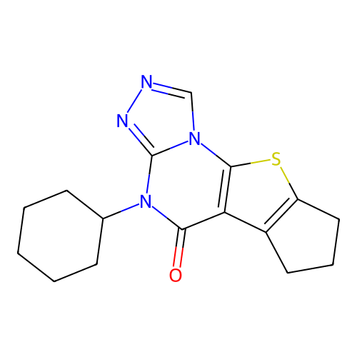 4-cyclohexyl-7,8-dihydro-6H-cyclopenta[4,5]thieno[3,2-e][1,2,4]triazolo[4,3-a]pyrimidin-5(4H)-one structure
