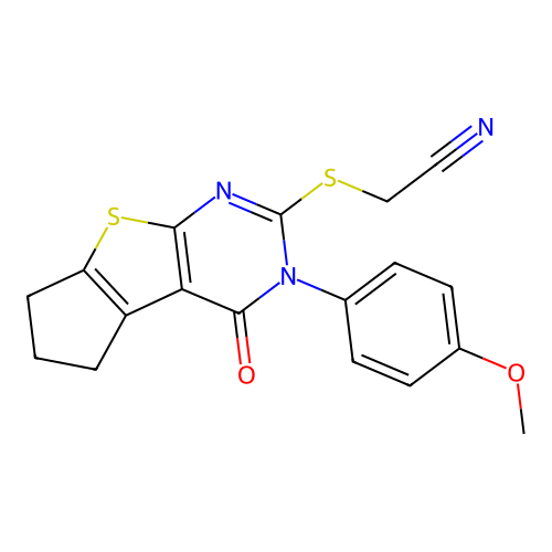{[3-(4-methoxyphenyl)-4-oxo-3,5,6,7-tetrahydro-4H-cyclopenta[4,5]thieno[2,3-d]pyrimidin-2-yl]sulfanyl}acetonitrile structure