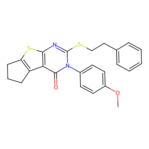 3-(4-METHOXYPHENYL)-2-(PHENETHYLSULFANYL)-3,5,6,7-TETRAHYDRO-4H-CYCLOPENTA[4,5]THIENO[2,3-D]PYRIMIDIN-4-ONE structure