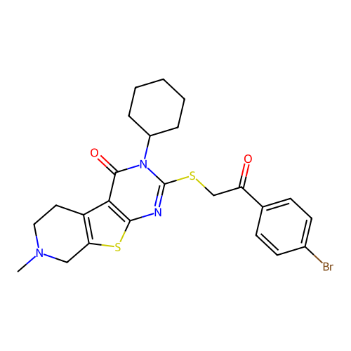 2-{[2-(4-bromophenyl)-2-oxoethyl]sulfanyl}-3-cyclohexyl-7-methyl-5,6,7,8-tetrahydropyrido[4',3':4,5]thieno[2,3-d]pyrimidin-4(3H)-one structure