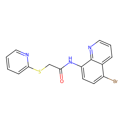 N-(5-bromoquinolin-8-yl)-2-(pyridin-2-ylsulfanyl)acetamide structure