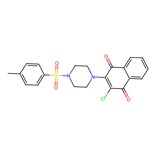 2-Chloro-3-{4-[(4-methylphenyl)sulfonyl]piperazin-1-yl}naphthalene-1,4-dione structure