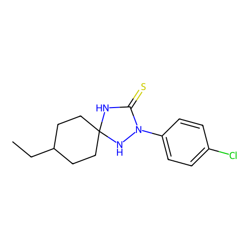 2-(4-Chlorophenyl)-8-ethyl-1,2,4-triazaspiro[4.5]decane-3-thione structure
