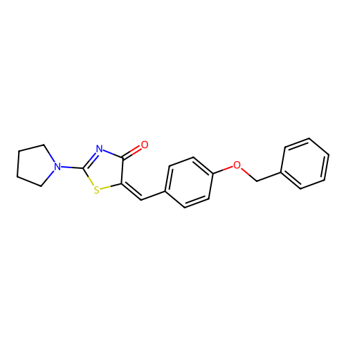 (E)-5-(4-(benzyloxy)benzylidene)-2-(pyrrolidin-1-yl)thiazol-4(5H)-one structure