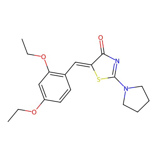 (Z)-5-(2,4-diethoxybenzylidene)-2-(pyrrolidin-1-yl)thiazol-4(5H)-one structure