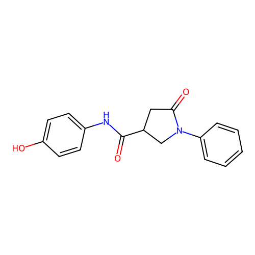 N-(4-hydroxyphenyl)-5-oxo-1-phenylpyrrolidine-3-carboxamide structure