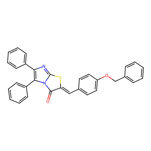 (2Z)-2-[4-(benzyloxy)benzylidene]-5,6-diphenylimidazo[2,1-b][1,3]thiazol-3(2H)-one structure