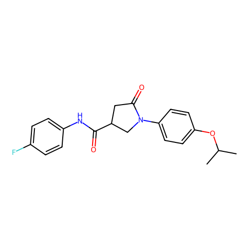 N-(4-fluorophenyl)-5-oxo-1-[4-(propan-2-yloxy)phenyl]pyrrolidine-3-carboxamide structure