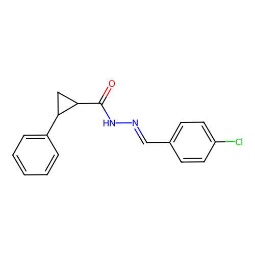 N'-(4-chlorobenzylidene)-2-phenylcyclopropanecarbohydrazide structure
