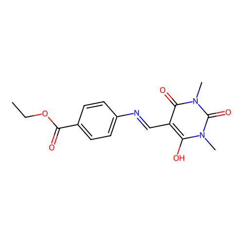 ethyl 4-[(1,3-dimethyl-2,4,6-trioxo-1,3-diazinan-5-ylidene)methylamino]benzoate structure