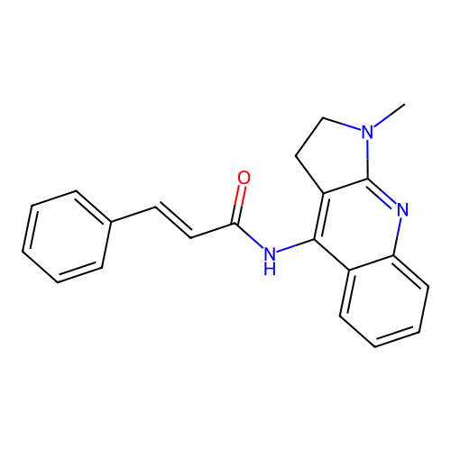 N-(1-methyl-2,3-dihydro-1H-pyrrolo[2,3-b]quinolin-4-yl)cinnamamide structure