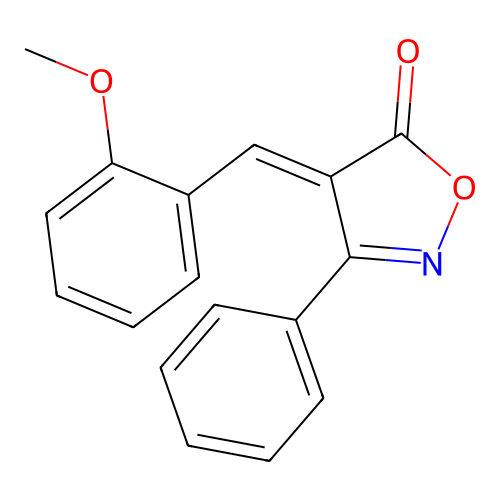 (4E)-4-(2-methoxybenzylidene)-3-phenyl-1,2-oxazol-5(4H)-one structure