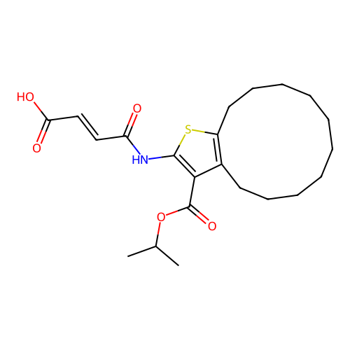 cyclododeca[b]thiophene-3-carboxylic acid, 2-[[(2E)-3-carboxy-1-oxo-2-propenyl]amino]-4,5,6,7,8,9,10,11,12,13-decahydro-, 3-(1-methylethyl) ester structure