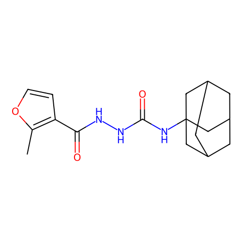 N-(1-adamantyl)-2-(2-methyl-3-furoyl)hydrazinecarboxamide structure