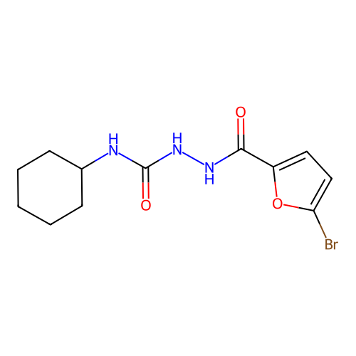 2-[(5-bromofuran-2-yl)carbonyl]-N-cyclohexylhydrazinecarboxamide structure