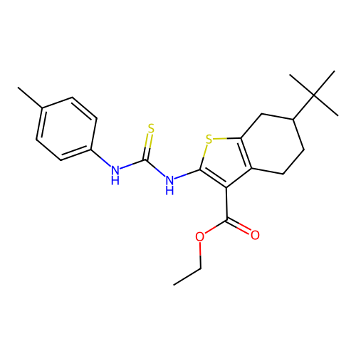 ethyl 6-(tert-butyl)-2-(3-(p-tolyl)thioureido)-4,5,6,7-tetrahydrobenzo[b]thiophene-3-carboxylate structure