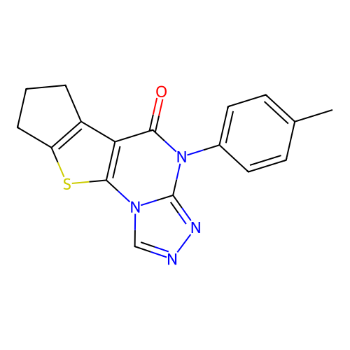 4-(4-methylphenyl)-7,8-dihydro-6H-cyclopenta[4,5]thieno[3,2-e][1,2,4]triazolo[4,3-a]pyrimidin-5(4H)-one structure