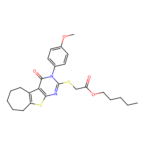 pentyl {[3-(4-methoxyphenyl)-4-oxo-3,5,6,7,8,9-hexahydro-4H-cyclohepta[4,5]thieno[2,3-d]pyrimidin-2-yl]sulfanyl}acetate structure