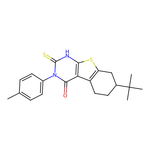 7-(tert-butyl)-2-thioxo-3-(p-tolyl)-2,3,5,6,7,8-hexahydrobenzo[4,5]thieno[2,3-d]pyrimidin-4(1H)-one structure