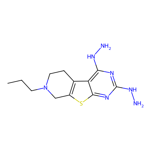 2,4-dihydrazinyl-7-propyl-5,6,7,8-tetrahydropyrido[4',3':4,5]thieno[2,3-d]pyrimidine structure