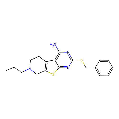 2-(benzylsulfanyl)-7-propyl-5,6,7,8-tetrahydropyrido[4',3':4,5]thieno[2,3-d]pyrimidin-4-amine structure