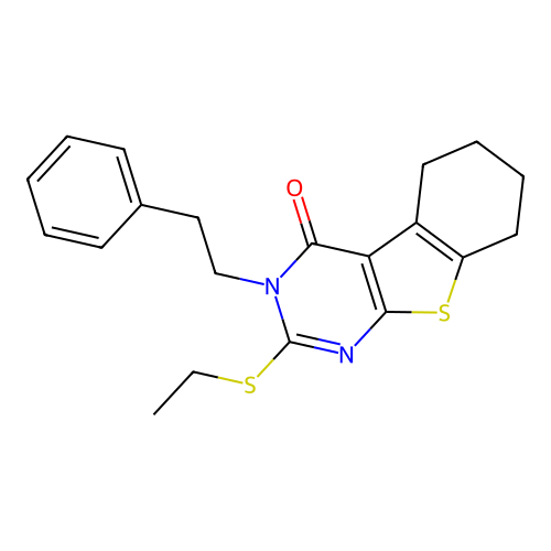 2-(ethylthio)-3-phenethyl-5,6,7,8-tetrahydrobenzo[4,5]thieno[2,3-d]pyrimidin-4(3H)-one structure