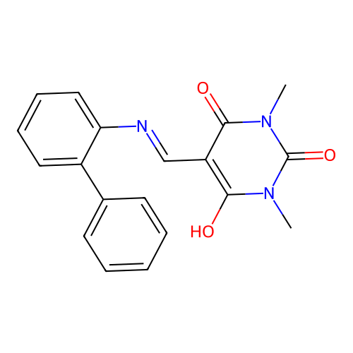 5-[(biphenyl-2-ylamino)methylidene]-1,3-dimethylpyrimidine-2,4,6(1H,3H,5H)-trione structure