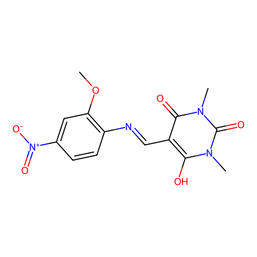 5-[(2-methoxy-4-nitroanilino)methylidene]-1,3-dimethyl-1,3-diazinane-2,4,6-trione structure