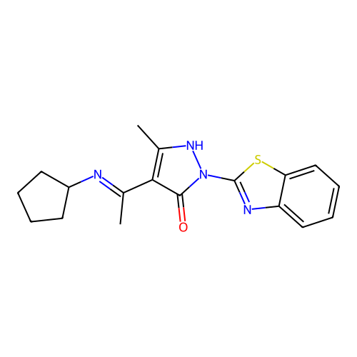 (4Z)-2-(1,3-benzothiazol-2-yl)-4-[1-(cyclopentylamino)ethylidene]-5-methylpyrazol-3-one structure