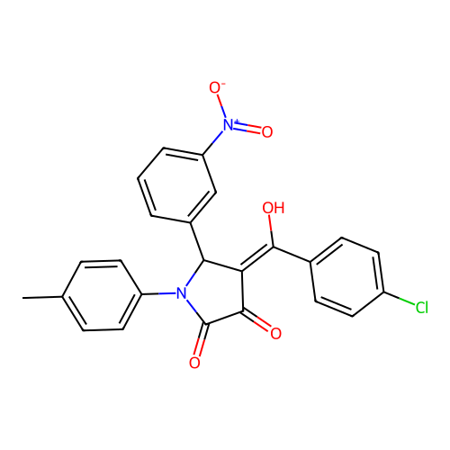 (4E)-4-[(4-chlorophenyl)(hydroxy)methylidene]-1-(4-methylphenyl)-5-(3-nitrophenyl)pyrrolidine-2,3-dione structure