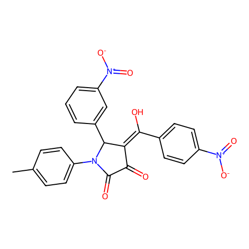 3-hydroxy-4-(4-nitrobenzoyl)-5-(3-nitrophenyl)-1-(p-tolyl)-1H-pyrrol-2(5H)-one structure