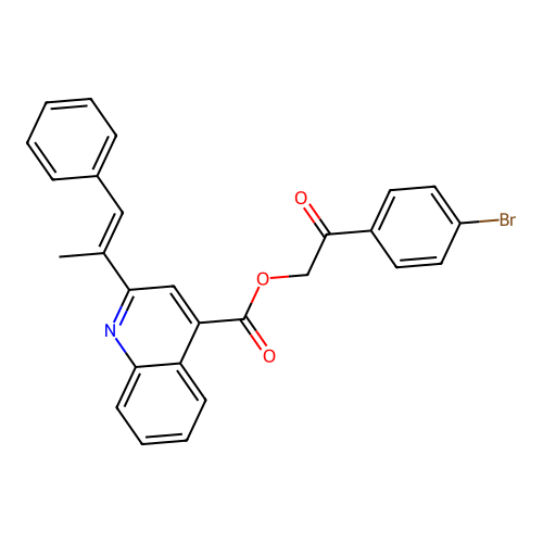 2-(4-Bromophenyl)-2-oxoethyl 2-(1-methyl-2-phenylvinyl)-4-quinolinecarboxylate structure