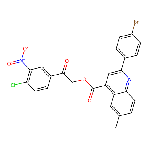 2-(4-chloro-3-nitrophenyl)-2-oxoethyl 2-(4-bromophenyl)-6-methylquinoline-4-carboxylate structure