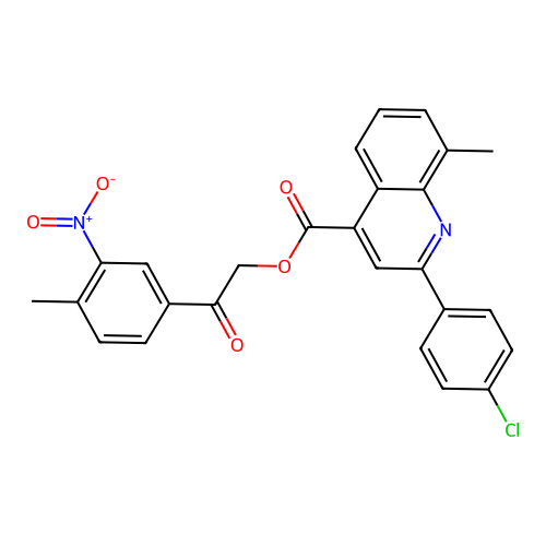2-(4-methyl-3-nitrophenyl)-2-oxoethyl 2-(4-chlorophenyl)-8-methylquinoline-4-carboxylate structure