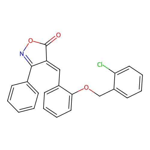 4-(2-(2-chlorobenzyloxy)benzylidene)-3-phenylisoxazol-5(4H)-one structure