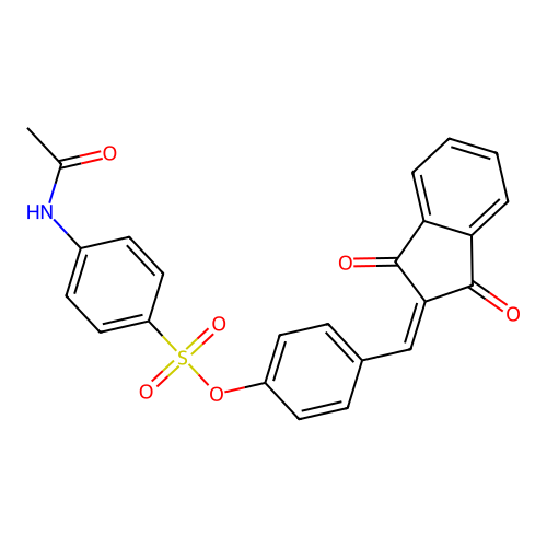 4-[(1,3-dioxo-1,3-dihydro-2H-inden-2-ylidene)methyl]phenyl 4-(acetylamino)benzenesulfonate structure