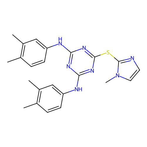 (3,4-dimethylphenyl){4-[(3,4-dimethylphenyl)amino]-6-(1-methylimidazol-2-ylthi o)(1,3,5-triazin-2-yl)}amine structure