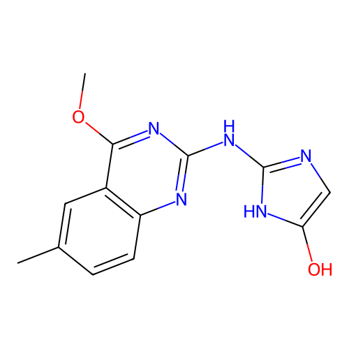 2-[(4-methoxy-6-methylquinazolin-2-yl)amino]-1H-imidazol-5-ol structure