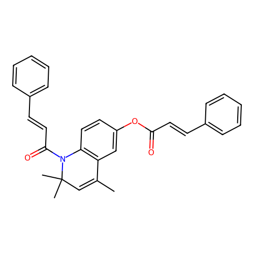 1-Cinnamoyl-2,2,4-trimethyl-1,2-dihydro-6-quinolinyl 3-phenylacrylate structure