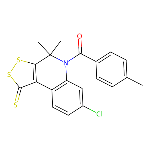 (7-chloro-4,4-dimethyl-1-sulfanylidenedithiolo[3,4-c]quinolin-5-yl)-(4-methylphenyl)methanone structure