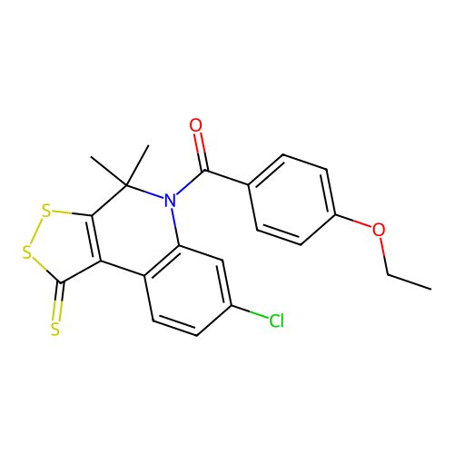 (7-chloro-4,4-dimethyl-1-sulfanylidenedithiolo[3,4-c]quinolin-5-yl)-(4-ethoxyphenyl)methanone structure